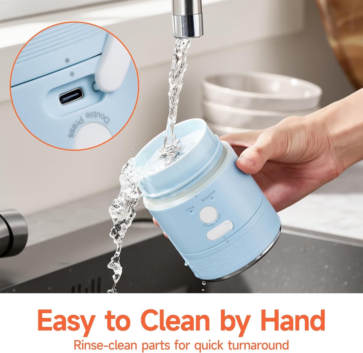 2-in-1 Portable Smoothie Blender & Snow Cone Maker (Sky Blue)