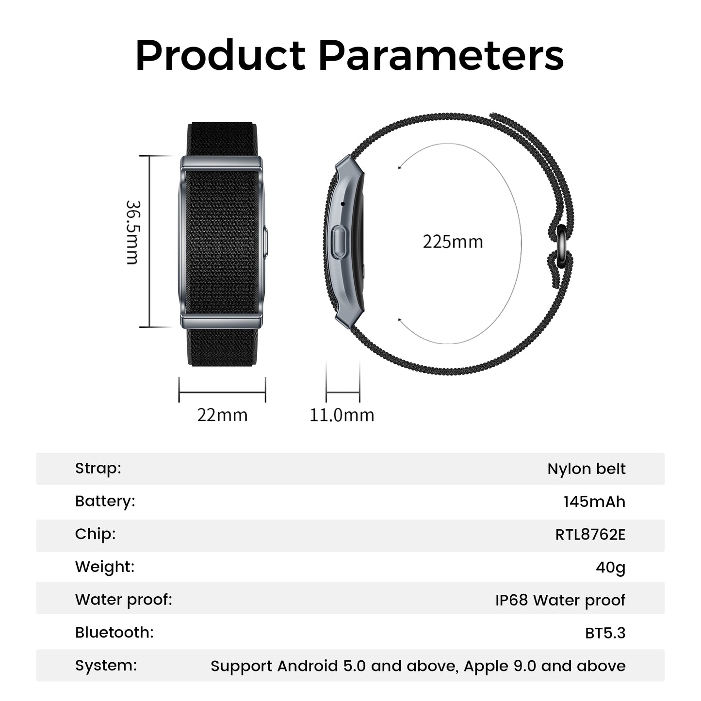 Smart Loop 5.0 Health & Fitness Tracker(Black)