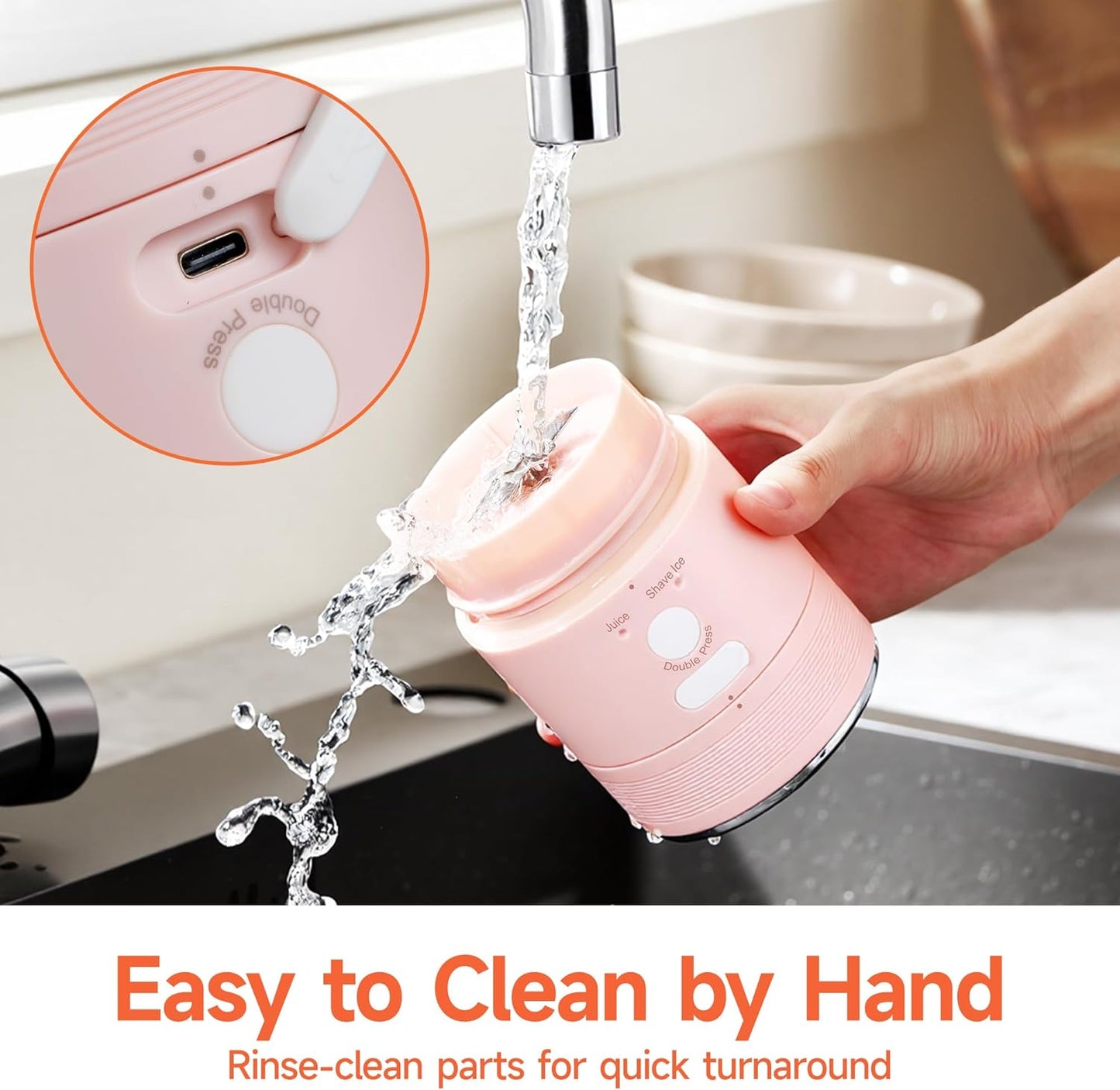 2-in-1 Portable Smoothie Blender & Snow Cone Maker (Pink)