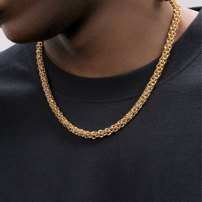 18K Gold Plated Necklace 7mm – Hip-Hop Urban Style Titanium Steel Choker(NE-GR-005)