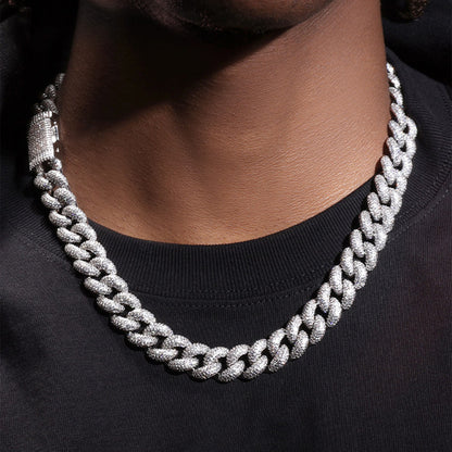 Cuban Link Necklace with Zirconia Stones - Hip-Hop Style (NE-GR-002)