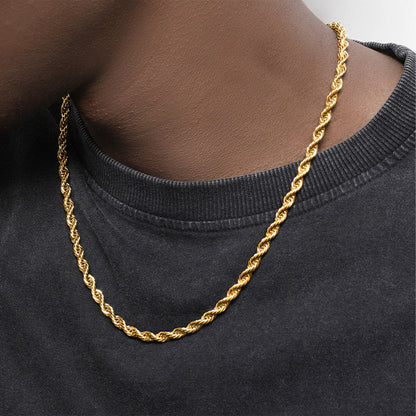 18K Gold Plated Hip-Hop Braided Chain Necklace 3mm/5mm (NE-GR-001)