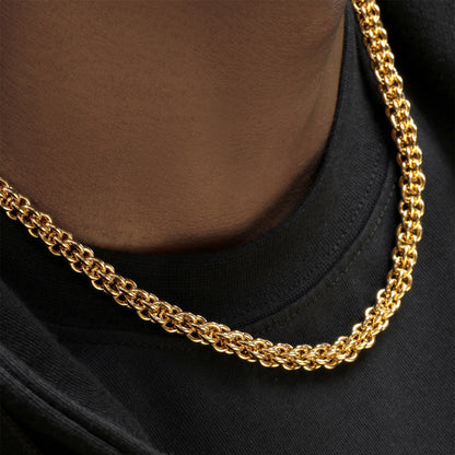 18K Gold Plated Necklace 7mm – Hip-Hop Urban Style Titanium Steel Choker(NE-GR-005)