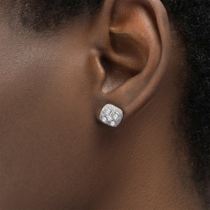 S925 Sterling Silver Earrings with Cubic Zirconia Inlay(EA-GR-004)