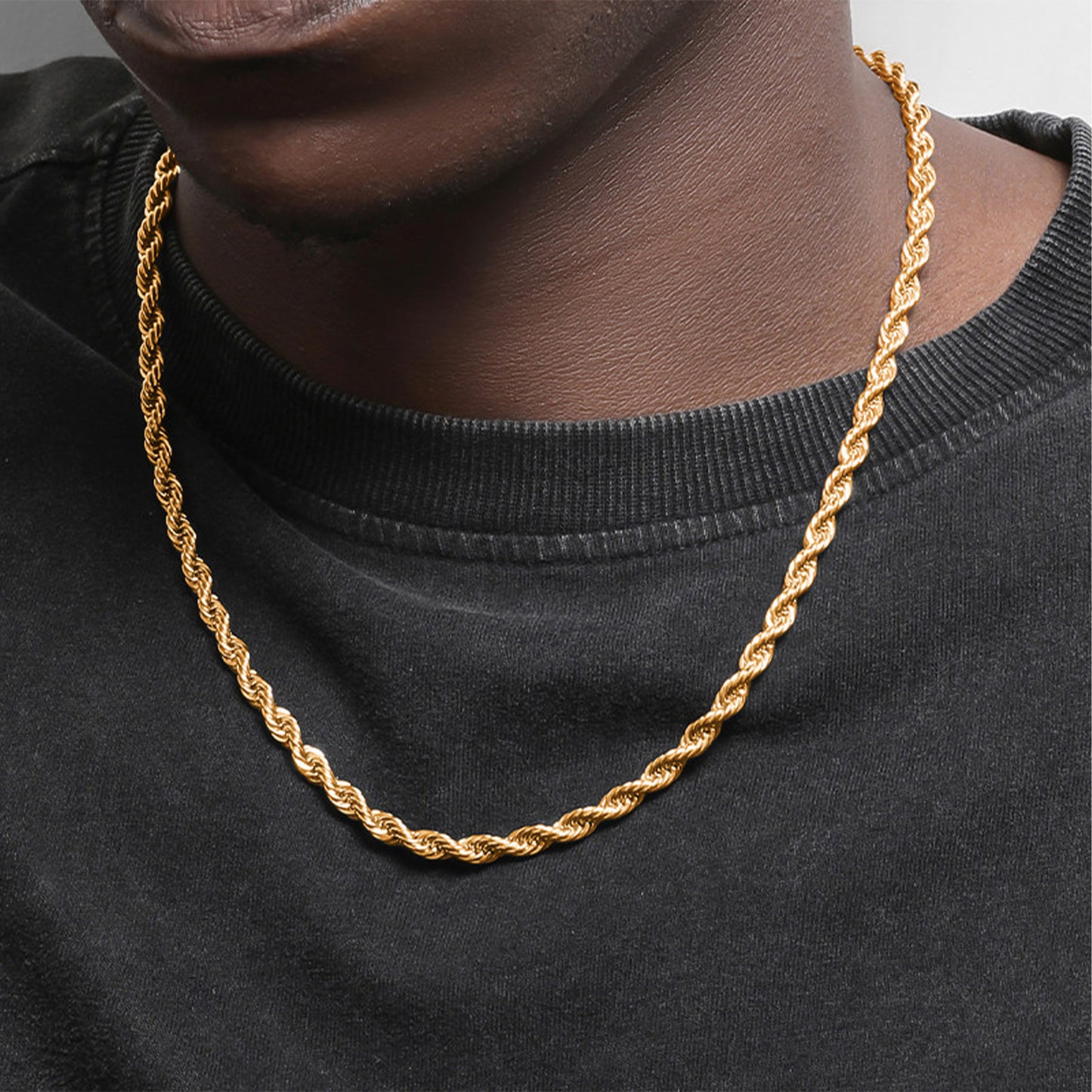 18K Gold Plated Hip-Hop Braided Chain Necklace 3mm/5mm (NE-GR-001)