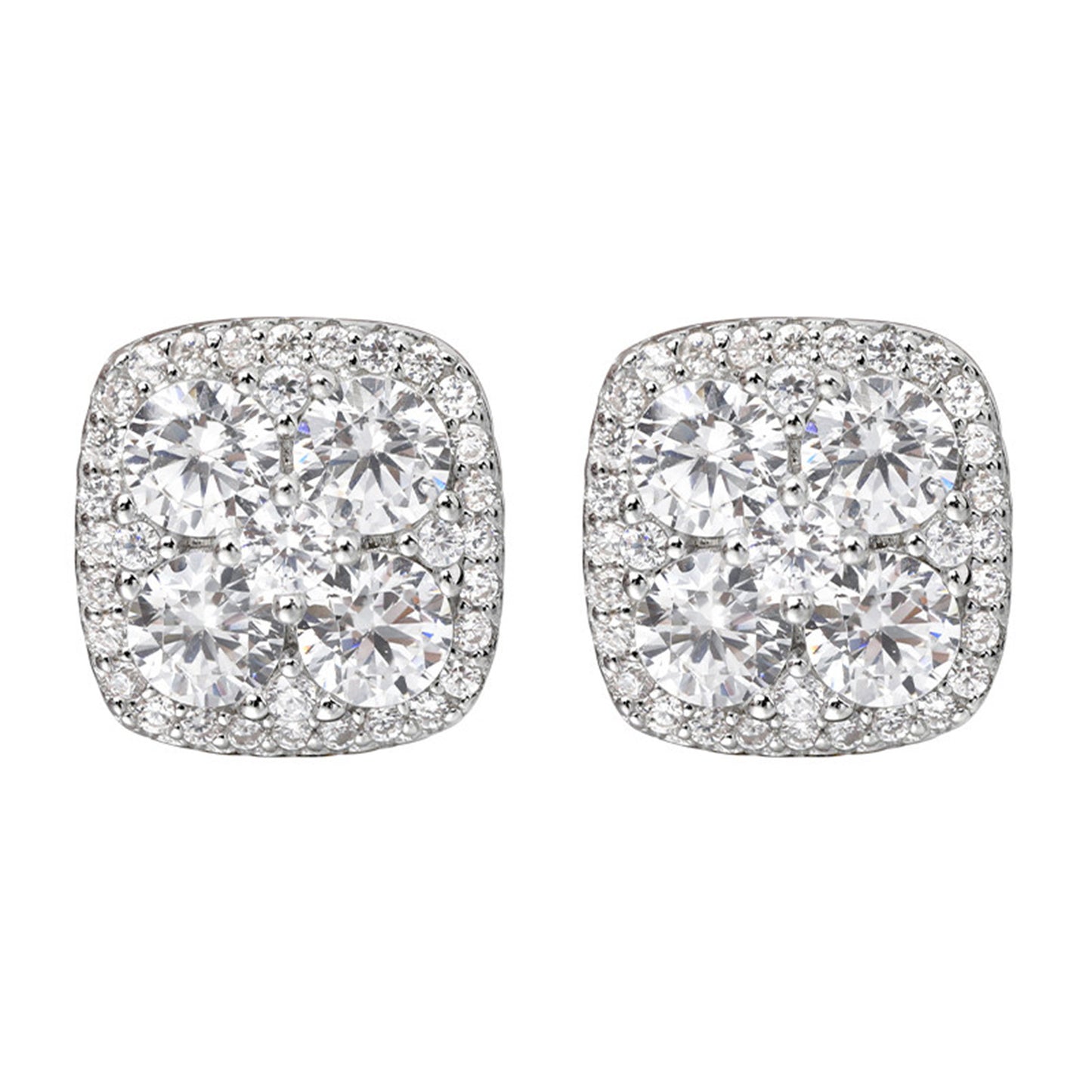 S925 Sterling Silver Earrings with Cubic Zirconia Inlay(EA-GR-004)