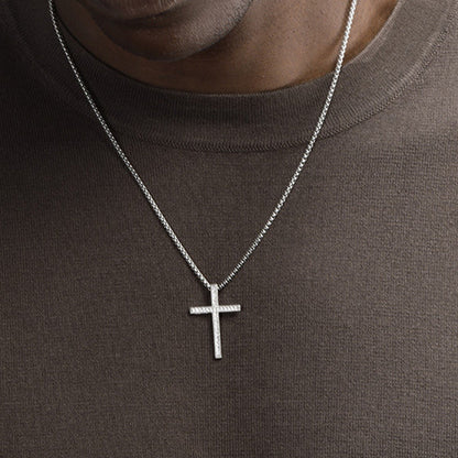18K Gold Hip-Hop Style Cross Necklace with Cubic Zirconia Inlay(NE-GR-007)