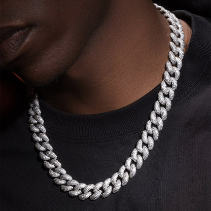 Cuban Link Necklace with Zirconia Stones - Hip-Hop Style (NE-GR-002)