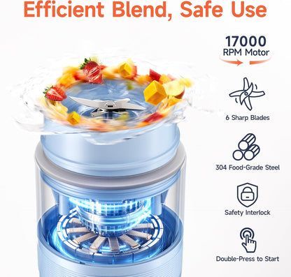 2-in-1 Portable Smoothie Blender & Snow Cone Maker (Sky Blue)