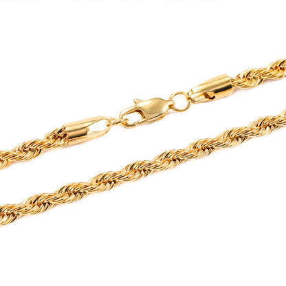 18K Gold Plated Hip-Hop Braided Chain Necklace 3mm/5mm (NE-GR-001)