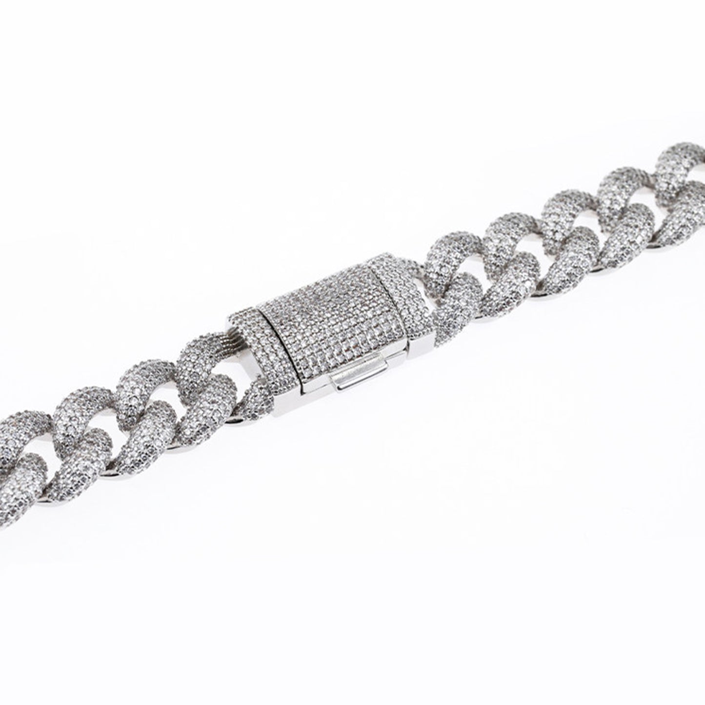 Cuban Link Necklace with Zirconia Stones - Hip-Hop Style (NE-GR-002)