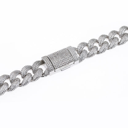 Cuban Link Necklace with Zirconia Stones - Hip-Hop Style (NE-GR-002)