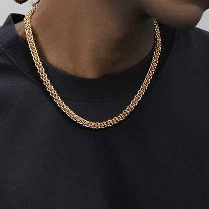 18K Gold Plated Necklace 7mm – Hip-Hop Urban Style Titanium Steel Choker(NE-GR-005)