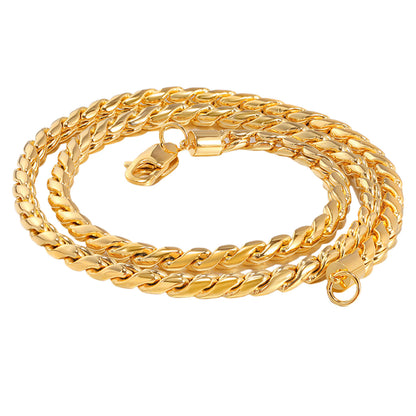 18K Gold Plated Braided Chain Necklace 4.6mm – Hip-Hop Style Titanium Steel(NE-GR-008)