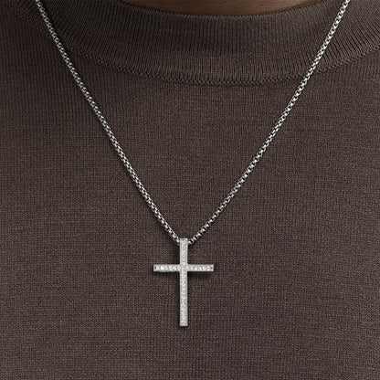18K Gold Hip-Hop Style Cross Necklace with Cubic Zirconia Inlay(NE-GR-007)