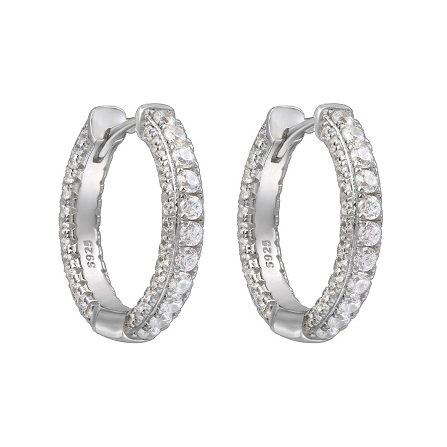S925 Sterling Silver Earrings with Cubic Zirconia Inlay(EA-GR-002)