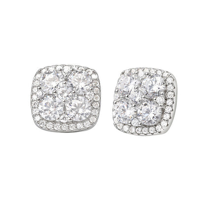 S925 Sterling Silver Earrings with Cubic Zirconia Inlay(EA-GR-004)