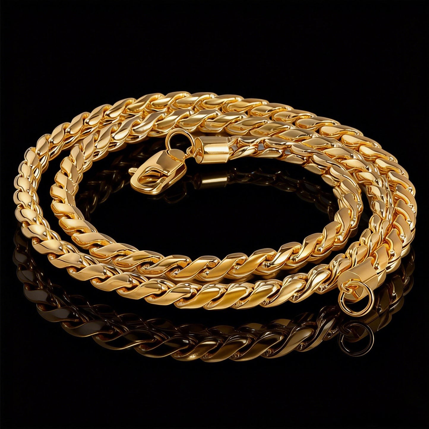 18K Gold Plated Braided Chain Necklace 4.6mm – Hip-Hop Style Titanium Steel(NE-GR-008)
