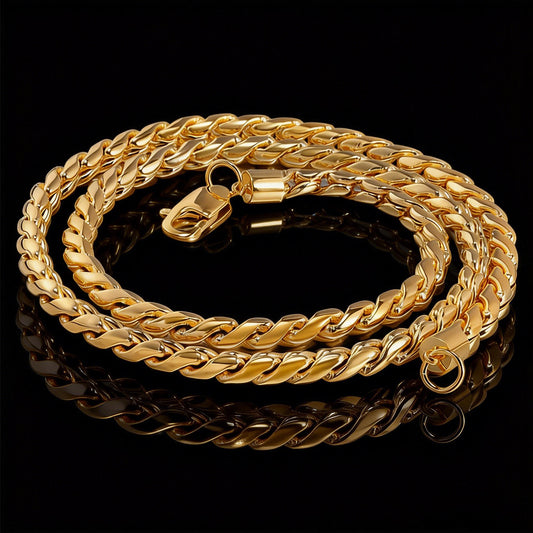18K Gold Plated Braided Chain Necklace 4.6mm – Hip-Hop Style Titanium Steel(NE-GR-008)
