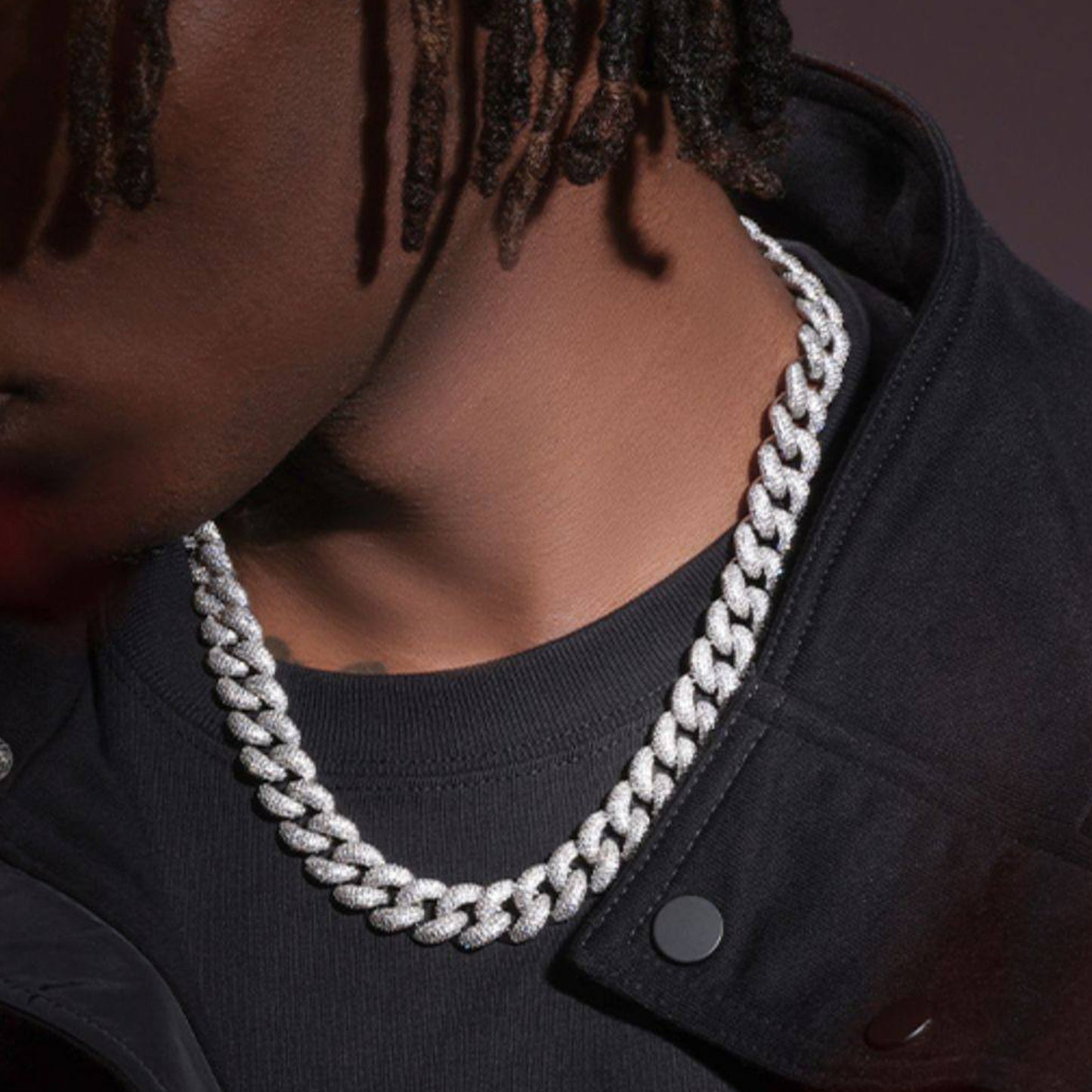 Cuban Link Necklace with Zirconia Stones - Hip-Hop Style (NE-GR-002)