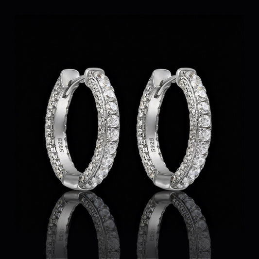 S925 Sterling Silver Earrings with Cubic Zirconia Inlay(EA-GR-002)