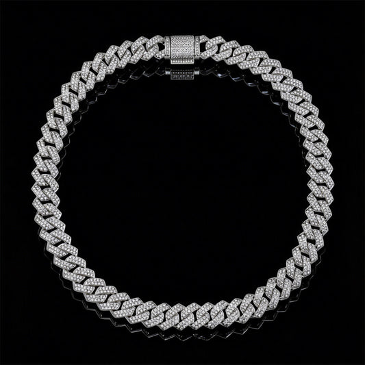 Diamond-Cut Cuban Link Necklace 13mm – Hip-Hop Rapper Style Choker(NE-GR-003)