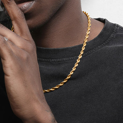 18K Gold Plated Hip-Hop Braided Chain Necklace 3mm/5mm (NE-GR-001)