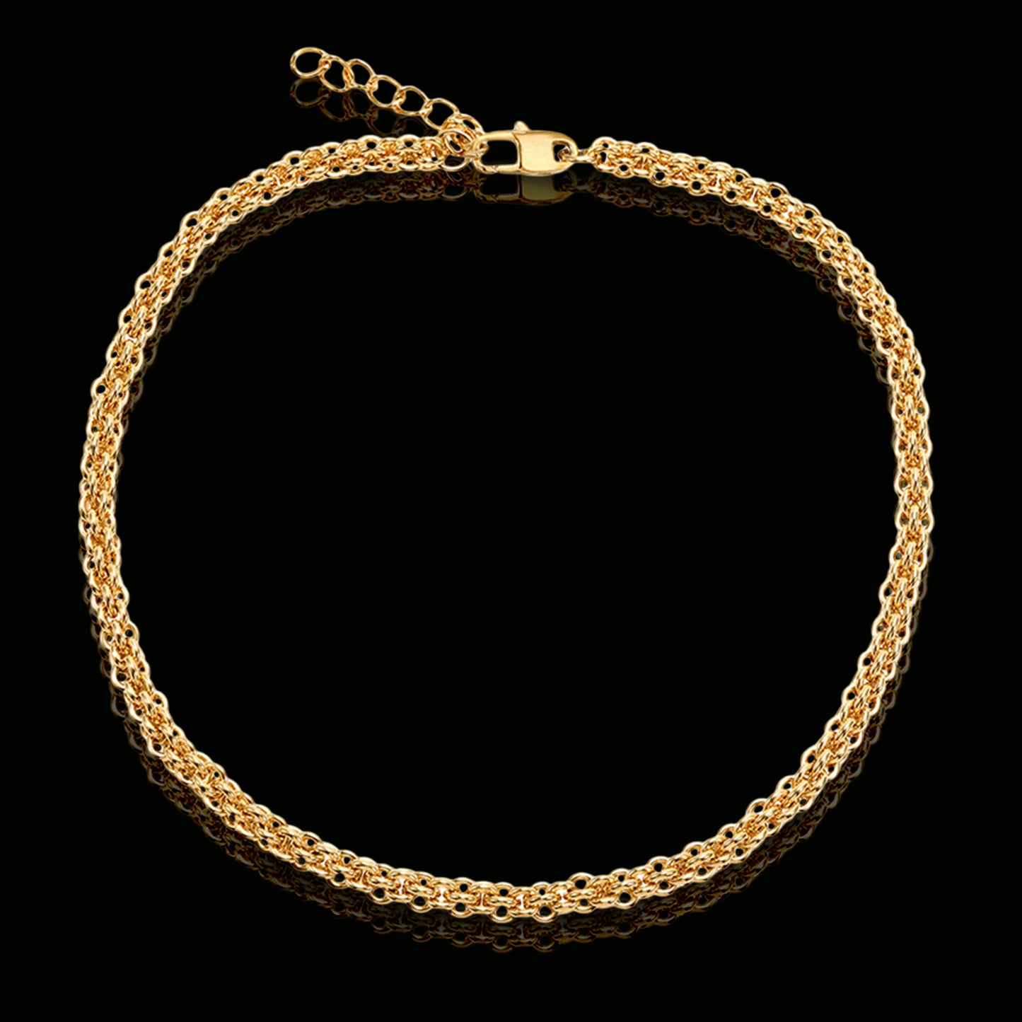 18K Gold Plated Necklace 7mm – Hip-Hop Urban Style Titanium Steel Choker(NE-GR-005)