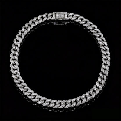 Cuban Link Necklace with Zirconia Stones - Hip-Hop Style (NE-GR-002)