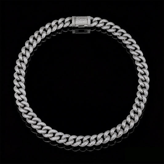 Cuban Link Necklace with Zirconia Stones - Hip-Hop Style (NE-GR-002)