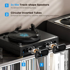 CoolGeek CS-01 the Bluetooth Vinyl Record Player(Black)