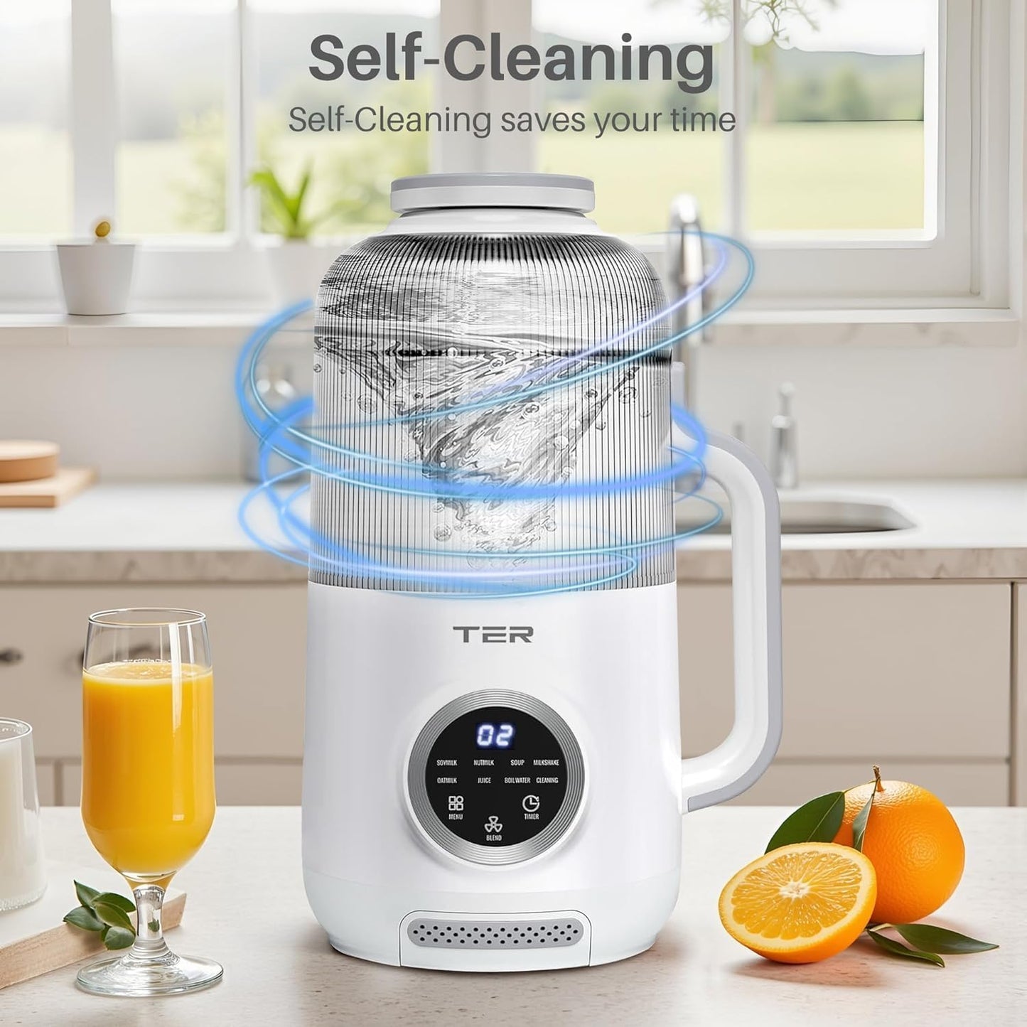 8-in-1 Nut Milk Maker, 40oz Blender Homemade Almond, Oat, Soy, Coconut milk, Juice & Soup, Electric Bean Milk Machine with Delay Start/Auto-Clean/Boil Water/Keep Warm, White