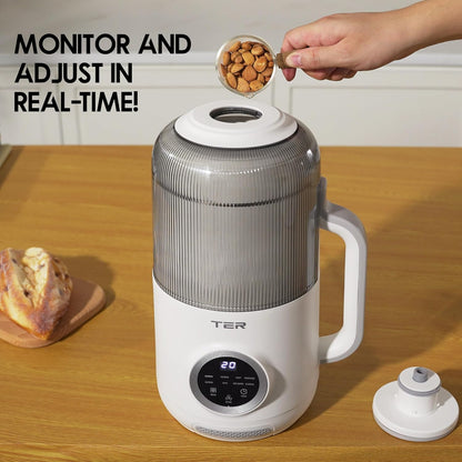 8-in-1 Nut Milk Maker, 40oz Blender Homemade Almond, Oat, Soy, Coconut milk, Juice & Soup, Electric Bean Milk Machine with Delay Start/Auto-Clean/Boil Water/Keep Warm, White